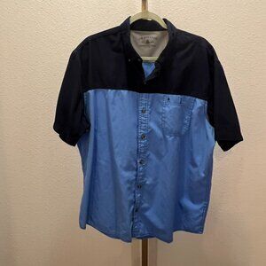 G H Bass Mens XL Vented Short Sleeve Shirt Outdoor Blue Fishing Camping
